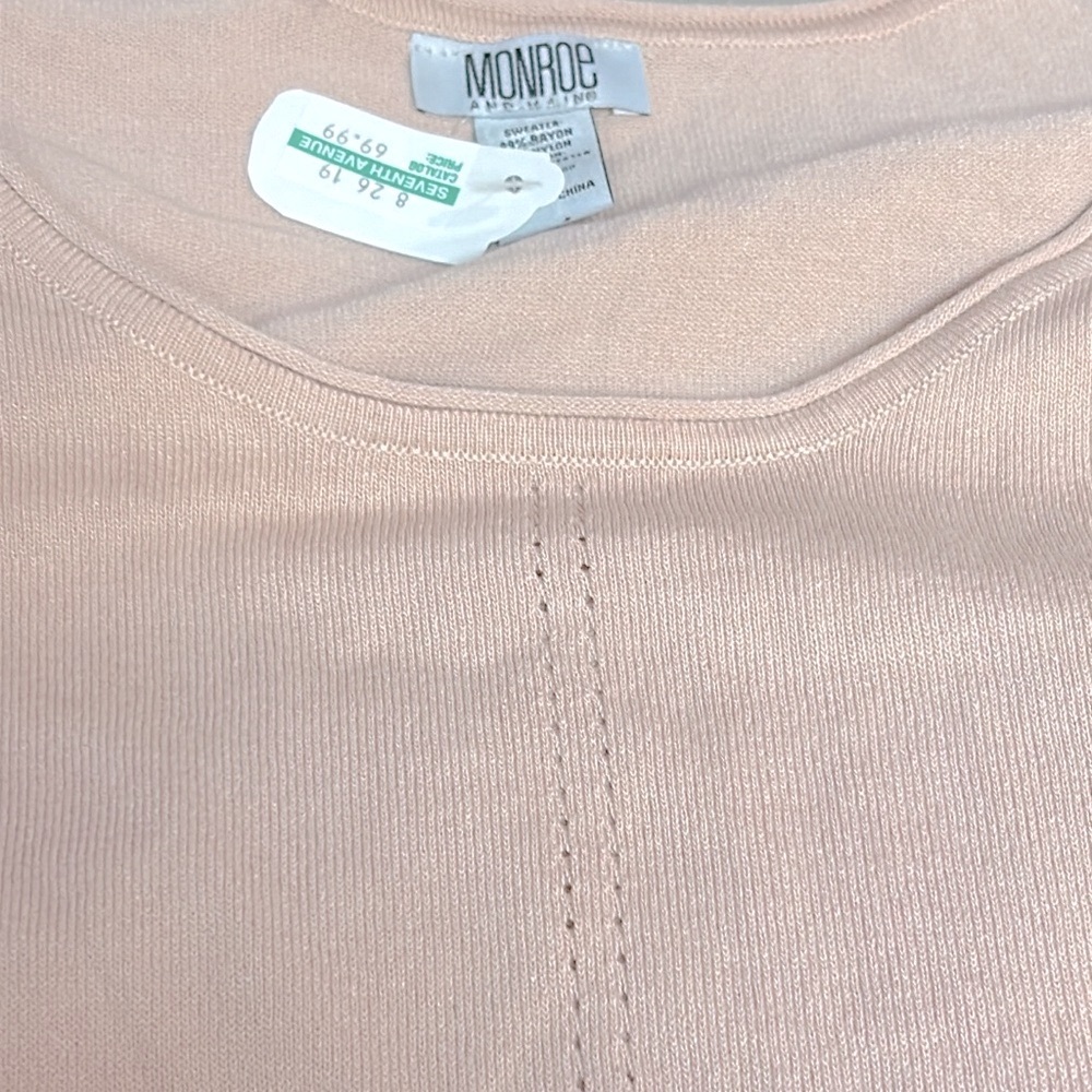 Monroe & Main Flutter Hem Light Sweater Blush Pink Hi Low Romantic Tunic Top - Picture 14 of 16